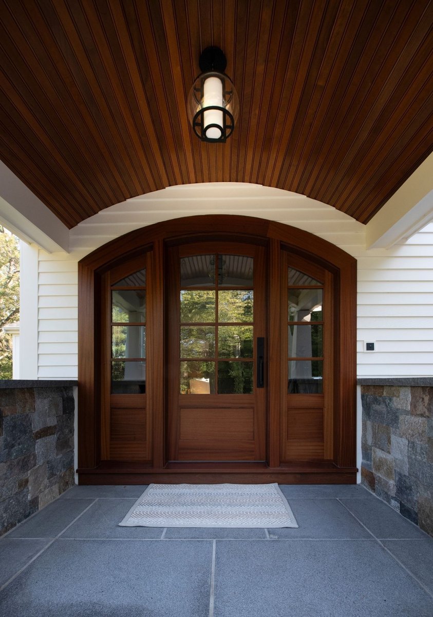 Outdoor entryway in modern farmhouse renovation in acton, massachusetts