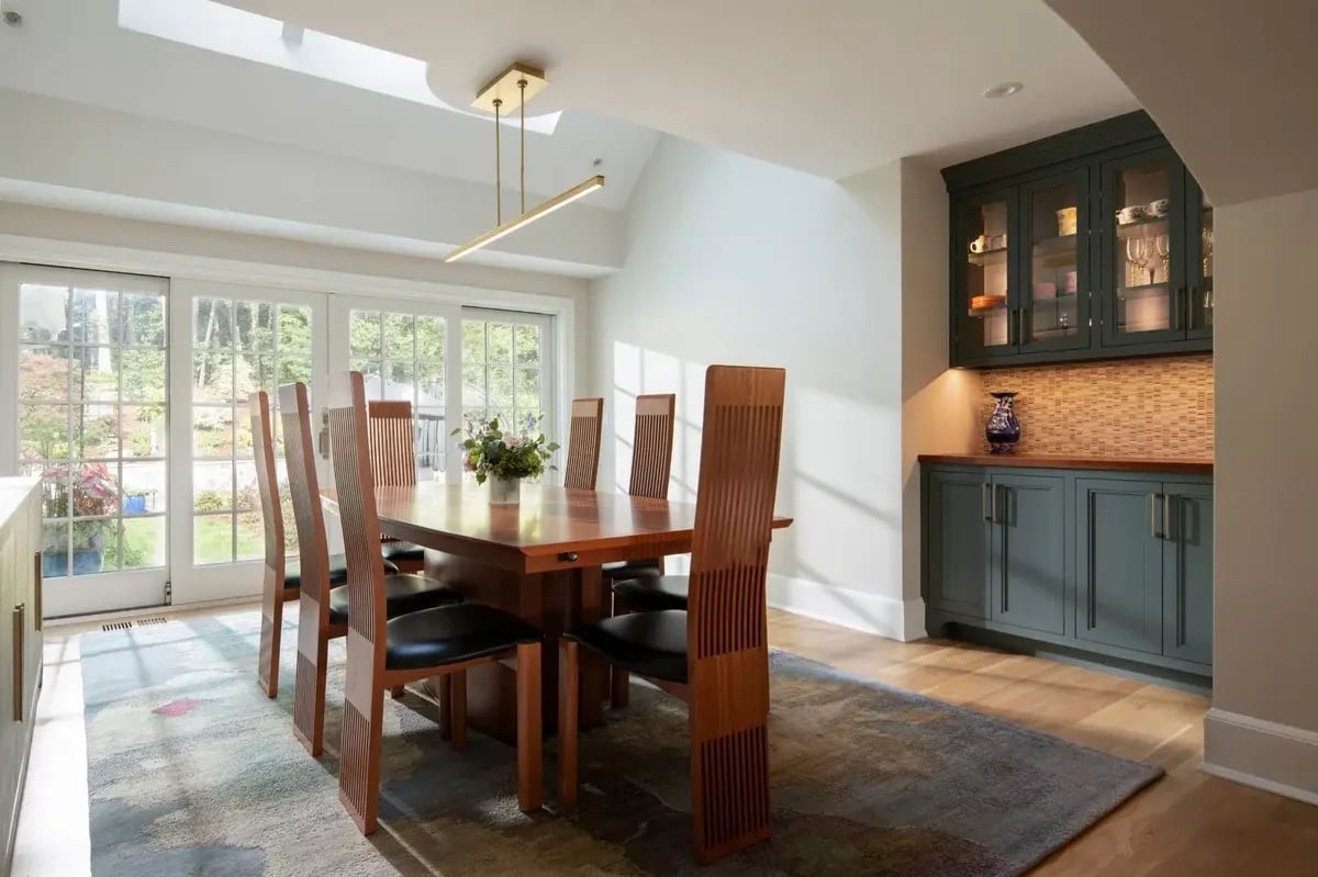dining area in an acton home renovation with coffee bar