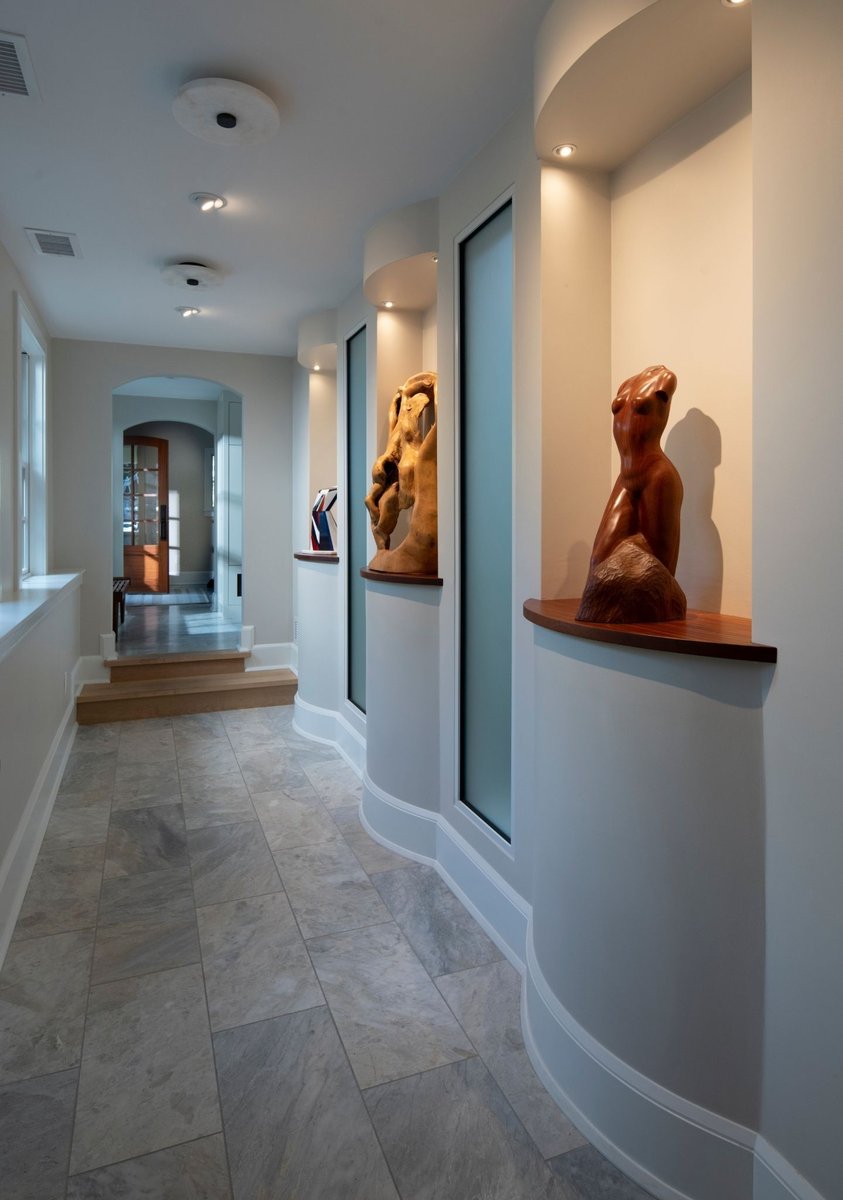 whole home remodel with custom sculpture displays